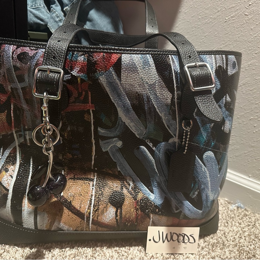 Mint and serf carriage tote graffiti